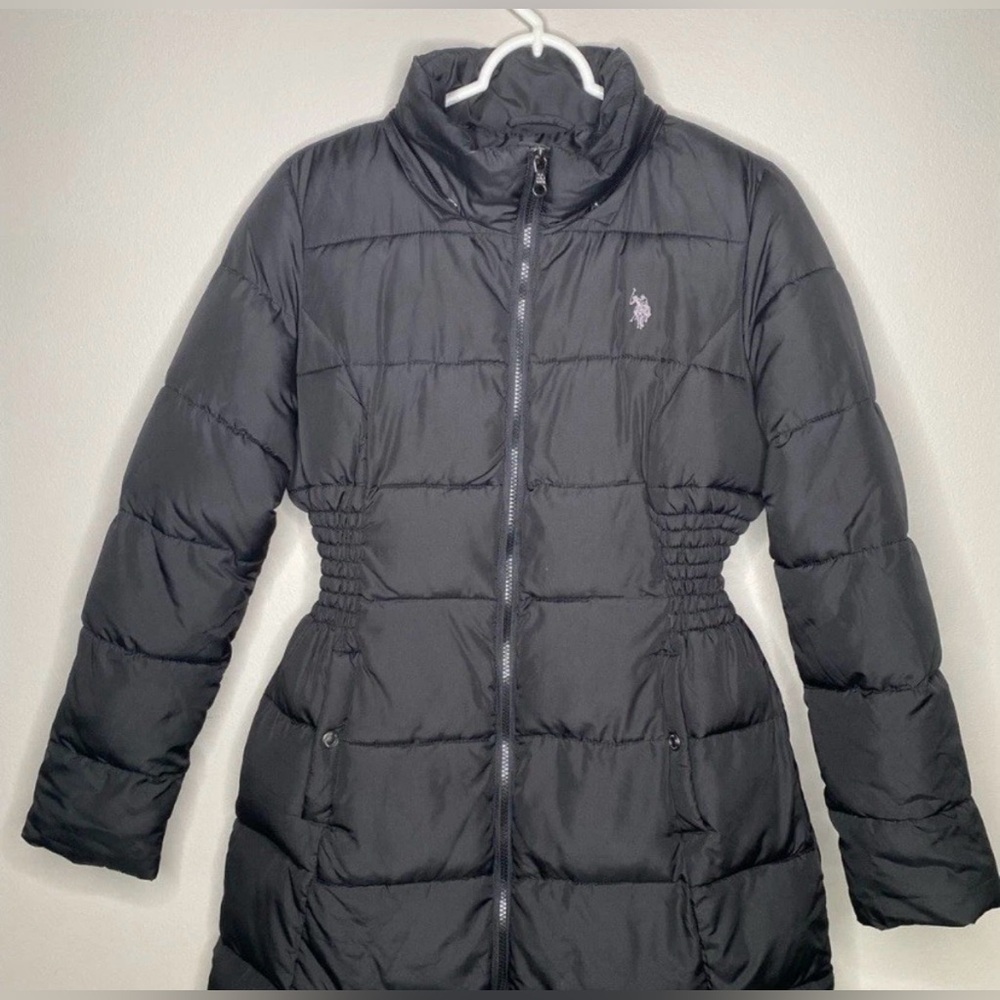 U.S polo ASSN black puffer oversized coat  size medium winter jacket - Picture 3 of 7